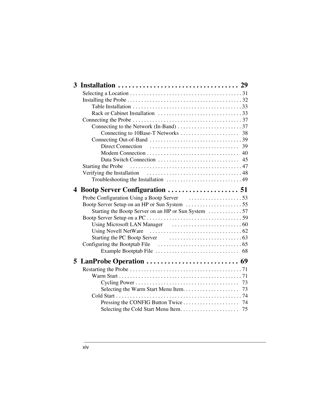 IBM 4986B LanProbe manual Installation, Bootp Server Configuration, LanProbe Operation 