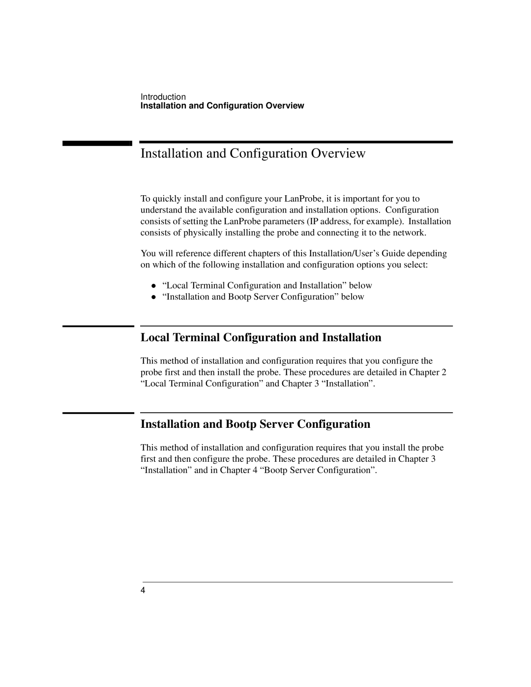 IBM 4986B LanProbe manual Installation and Configuration Overview, Local Terminal Configuration and Installation 