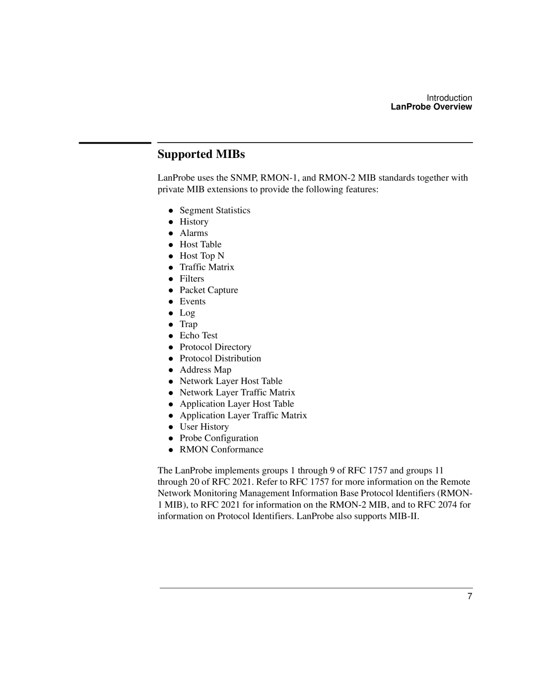 IBM 4986B LanProbe manual Supported MIBs 