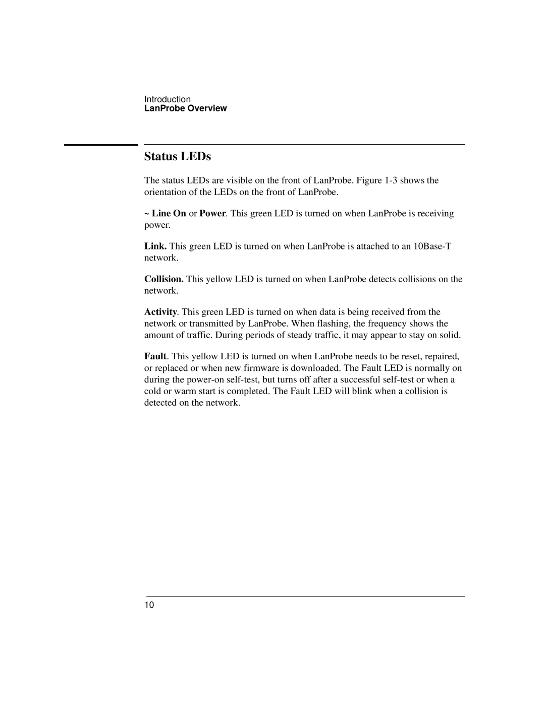 IBM 4986B LanProbe manual Status LEDs 