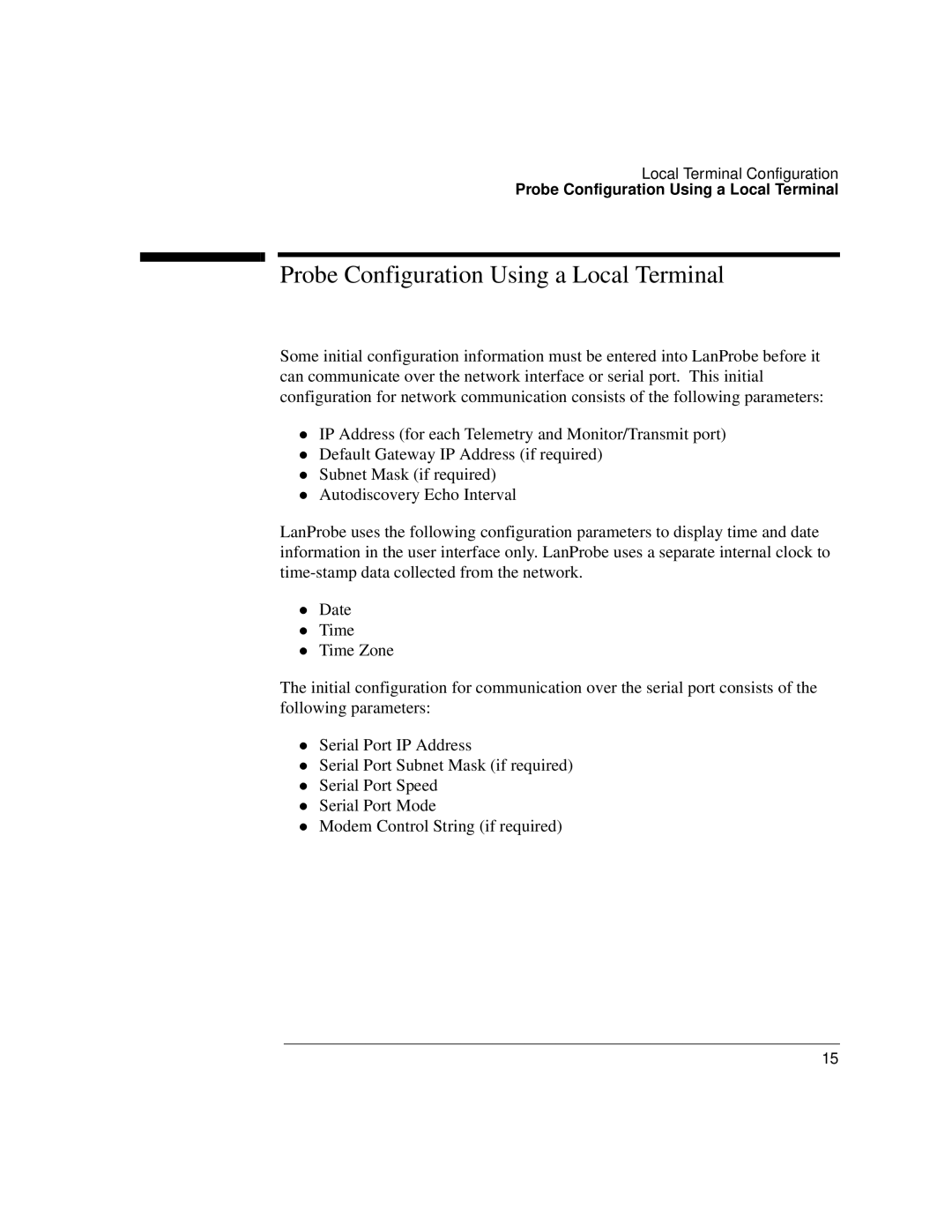 IBM 4986B LanProbe manual Probe Configuration Using a Local Terminal 