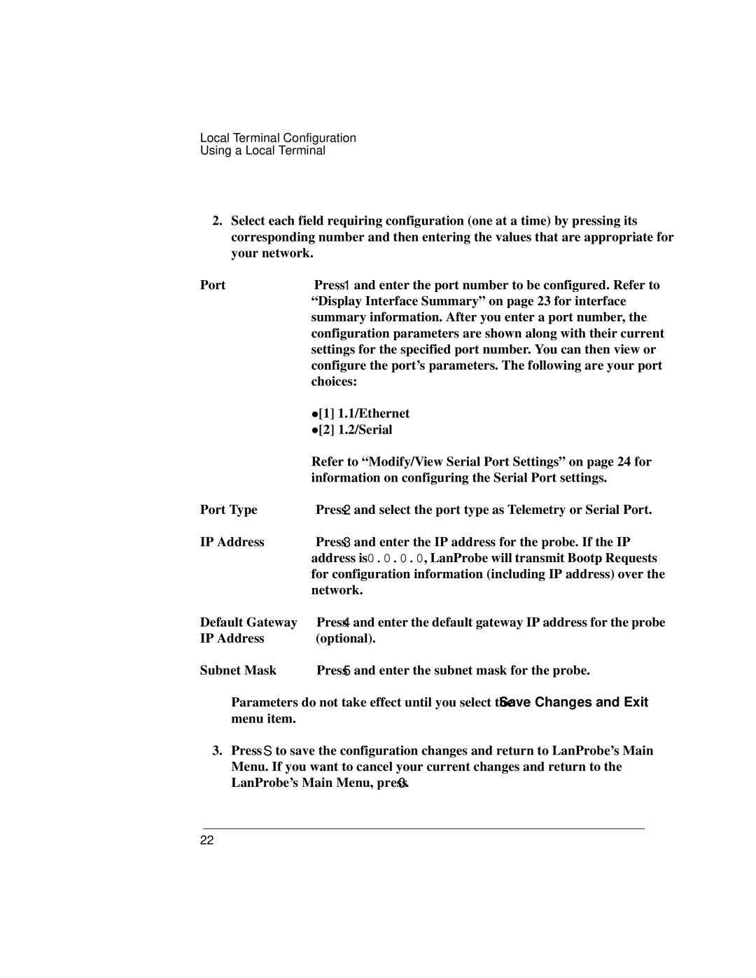 IBM 4986B LanProbe manual For configuration information including IP address over 