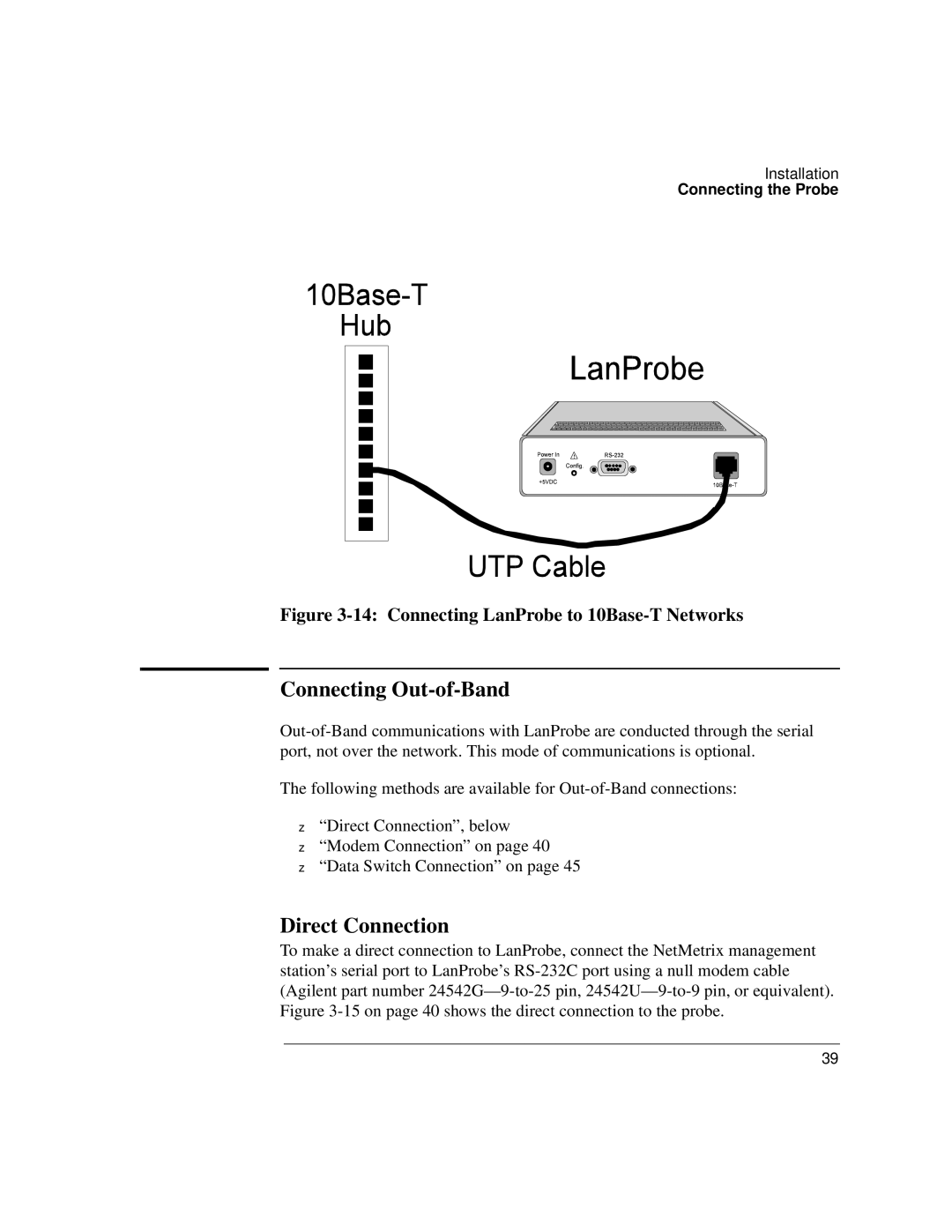 IBM 4986B LanProbe manual Connecting Out-of-Band, Direct Connection 