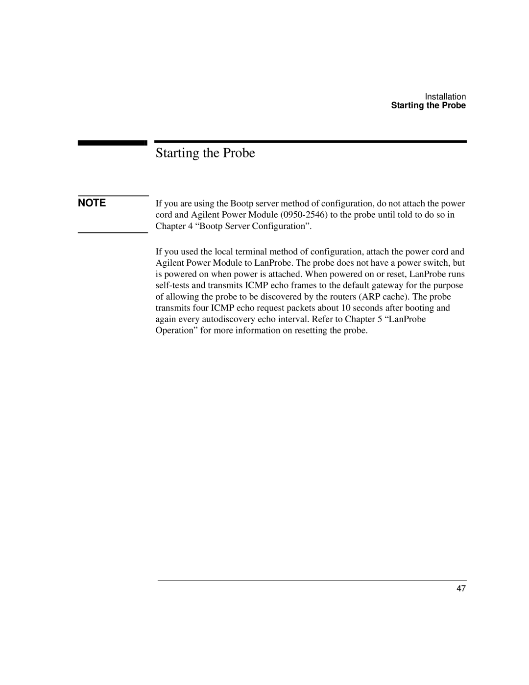 IBM 4986B LanProbe manual Starting the Probe 