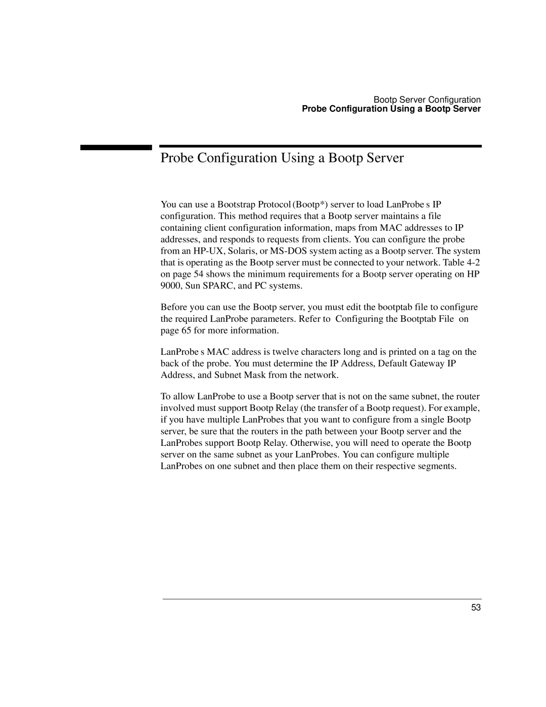 IBM 4986B LanProbe manual Probe Configuration Using a Bootp Server 