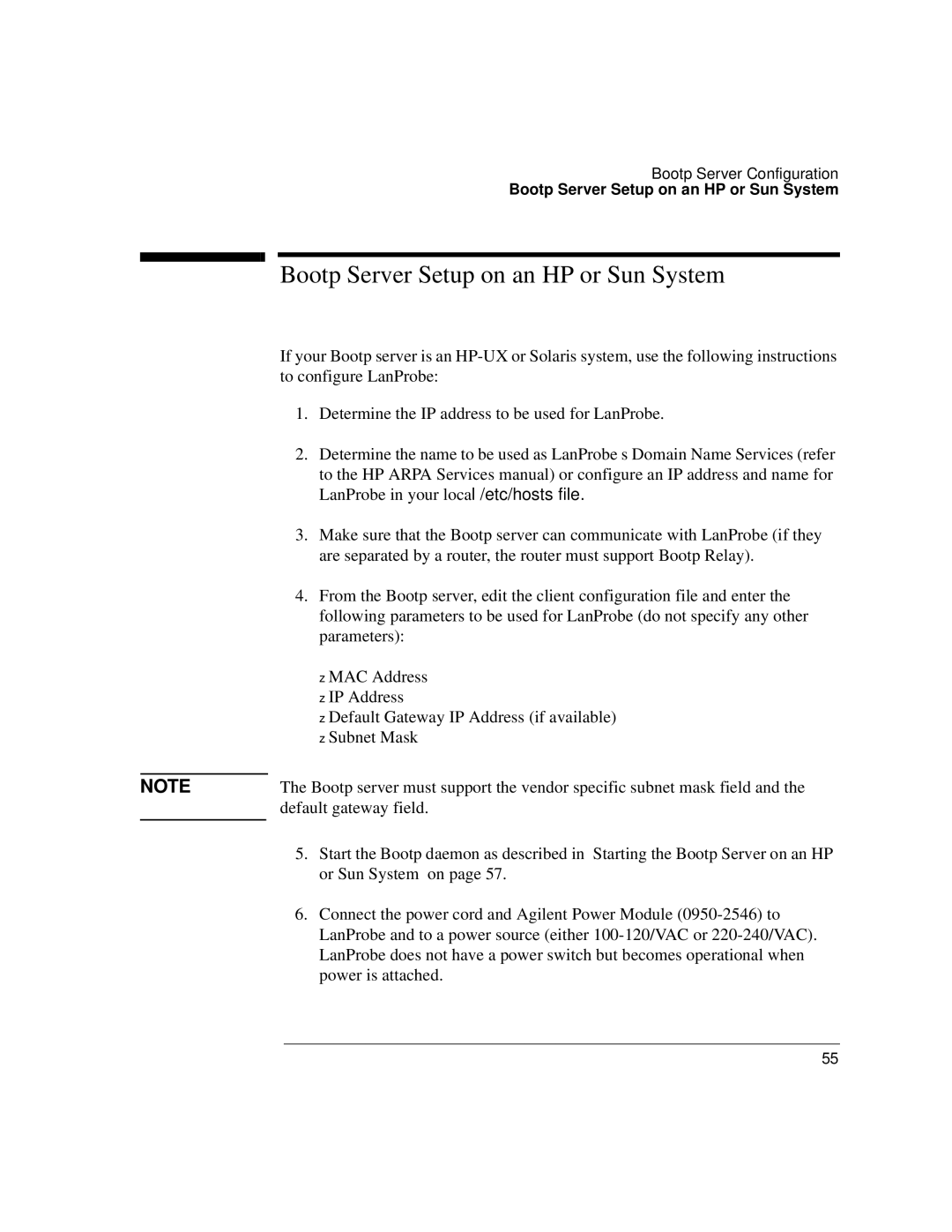 IBM 4986B LanProbe manual Bootp Server Setup on an HP or Sun System 