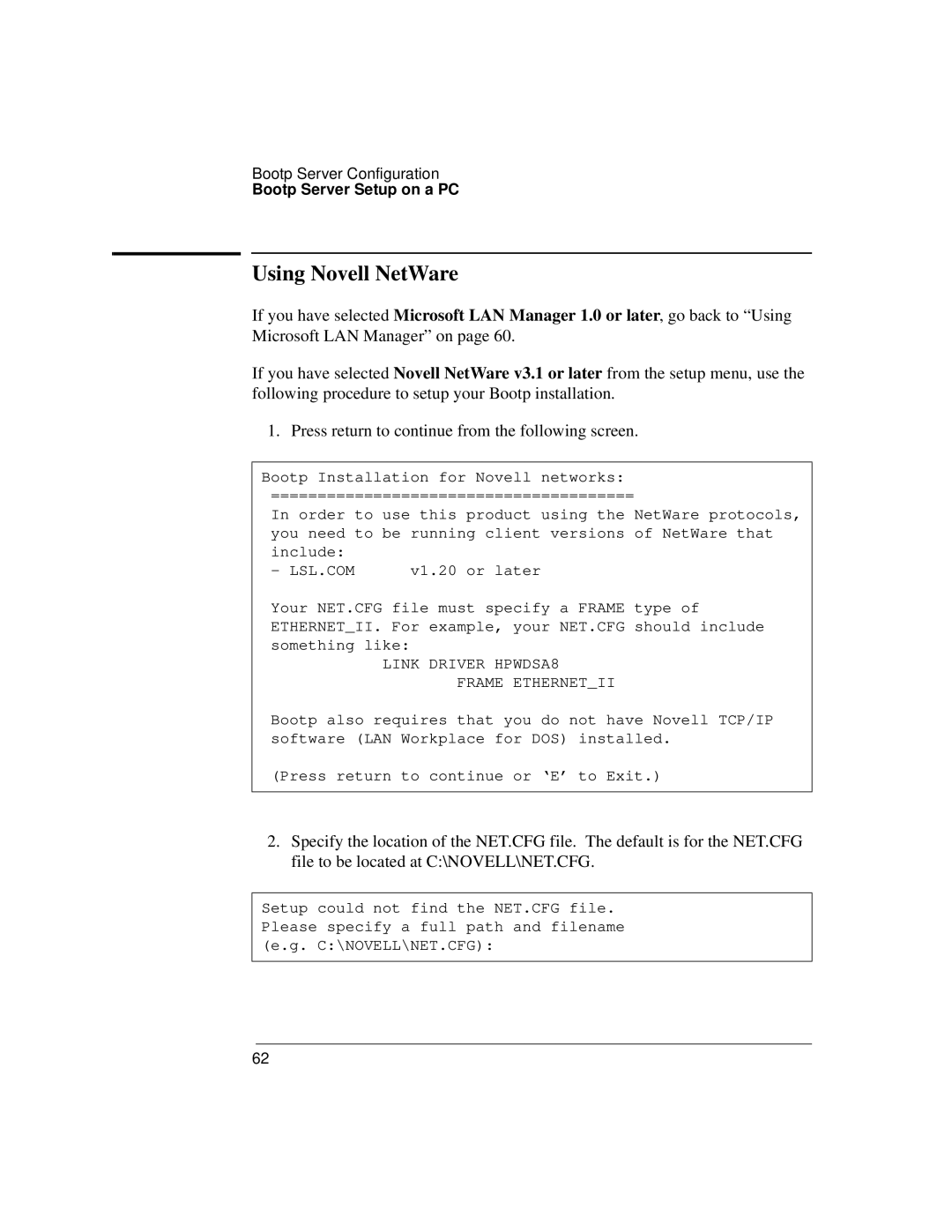 IBM 4986B LanProbe manual Using Novell NetWare, Lsl.Com 