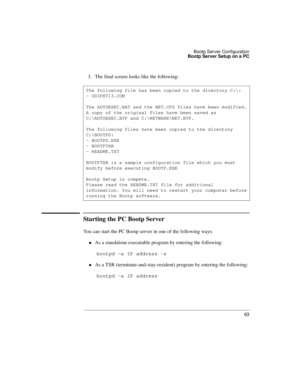 IBM 4986B LanProbe manual Starting the PC Bootp Server 