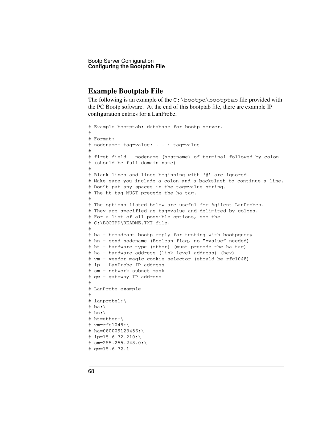 IBM 4986B LanProbe manual Example Bootptab File 