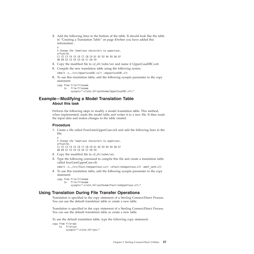 IBM 4J manual Example-Modifying a Model Translation Table, Using Translation During File Transfer Operations 