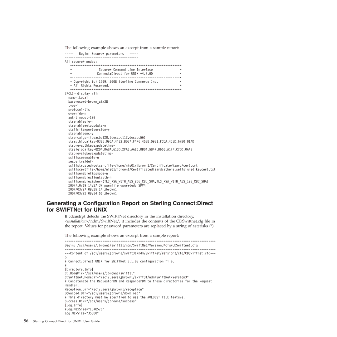 IBM 4J manual Following example shows an excerpt from a sample report 