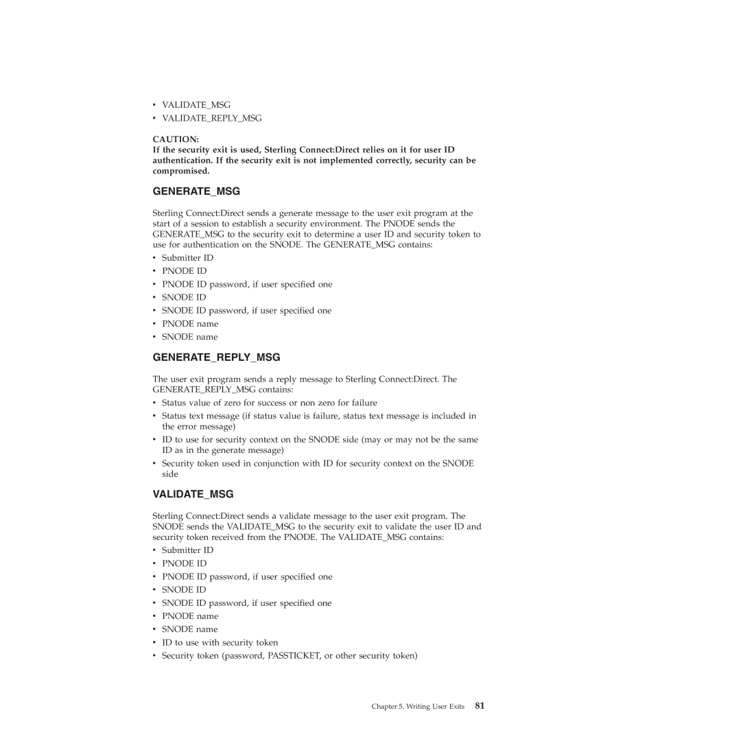 IBM 4J manual Generatemsg, Validatemsg Validatereplymsg 