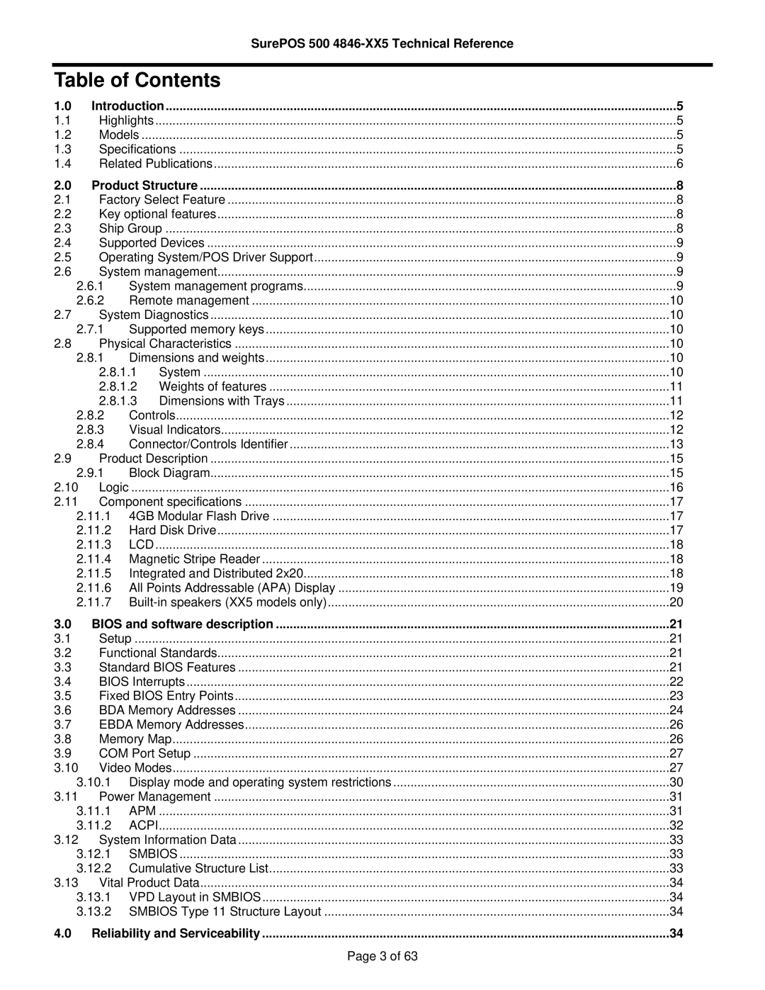 IBM 500 manual Table of Contents 