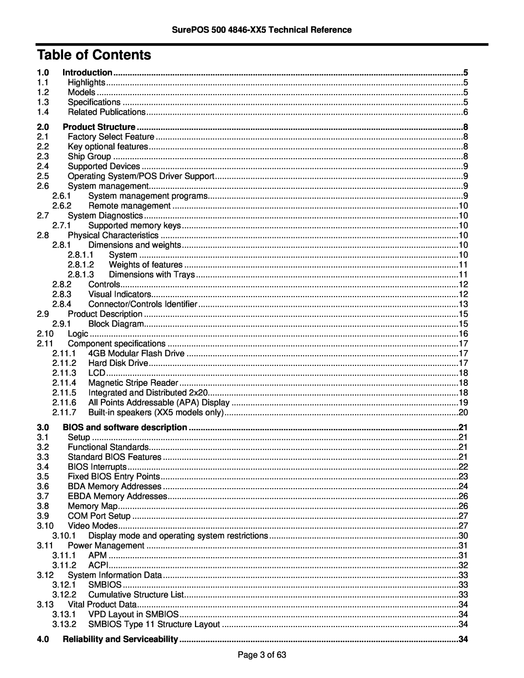 IBM 500 manual Table of Contents 