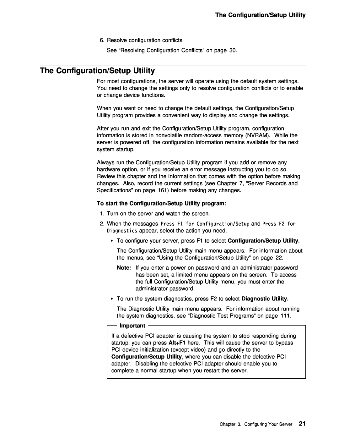IBM 5000 manual The Configuration/Setup Utility 