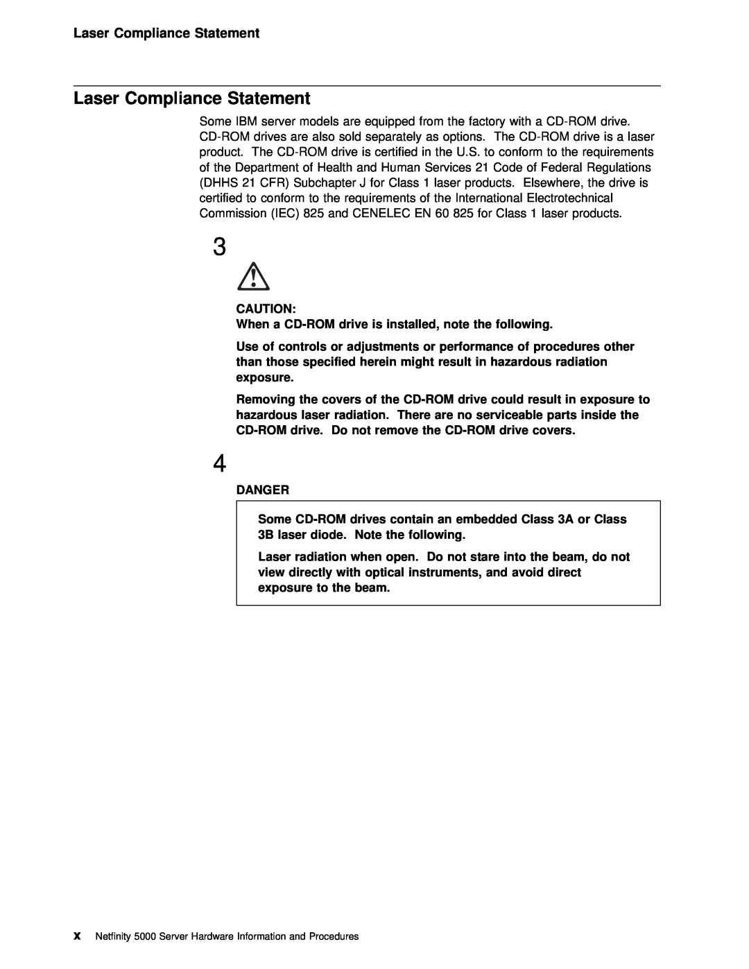 IBM 5000 manual Laser Compliance Statement 