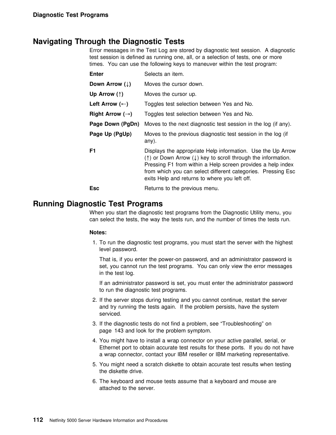 IBM 5000 manual Tests, Running Diagnostic Test 