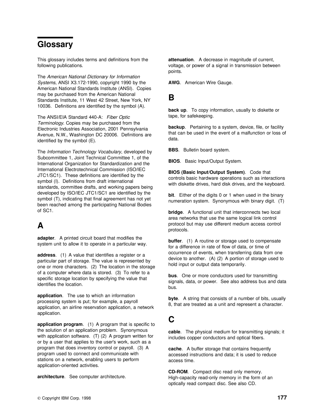 IBM 5000 manual 177, American National Dictionary For Information, Terminology, Basic 