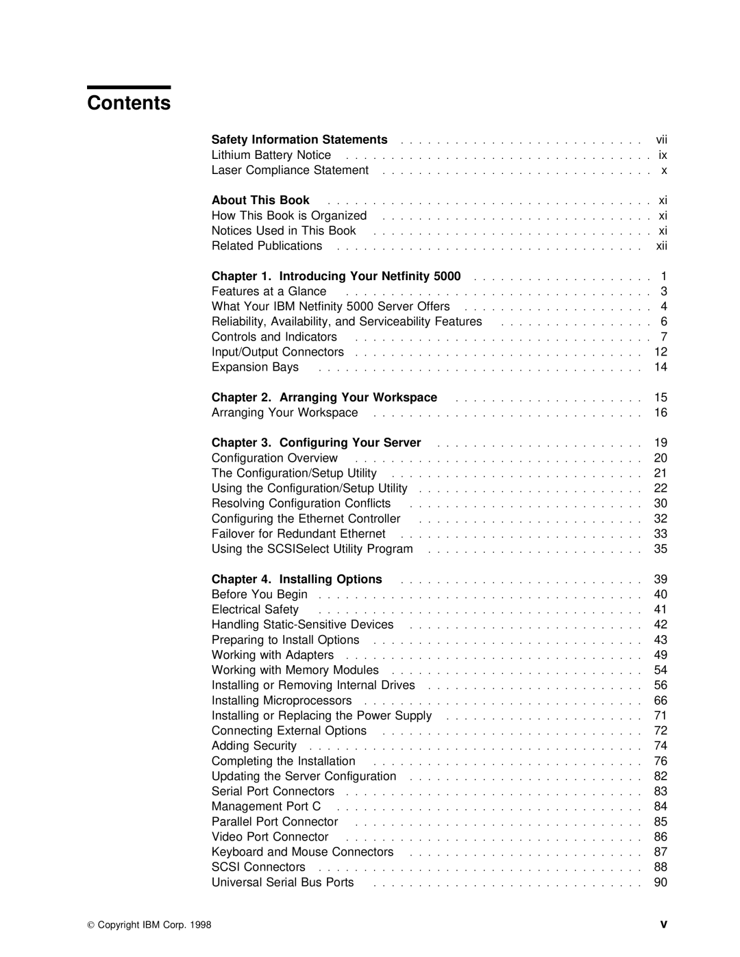 IBM 5000 manual Contents 