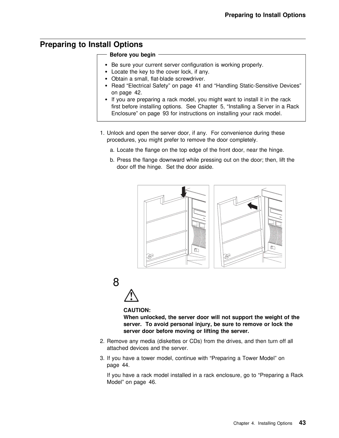 IBM 5000 manual Preparing to Install Options, You, Injury 