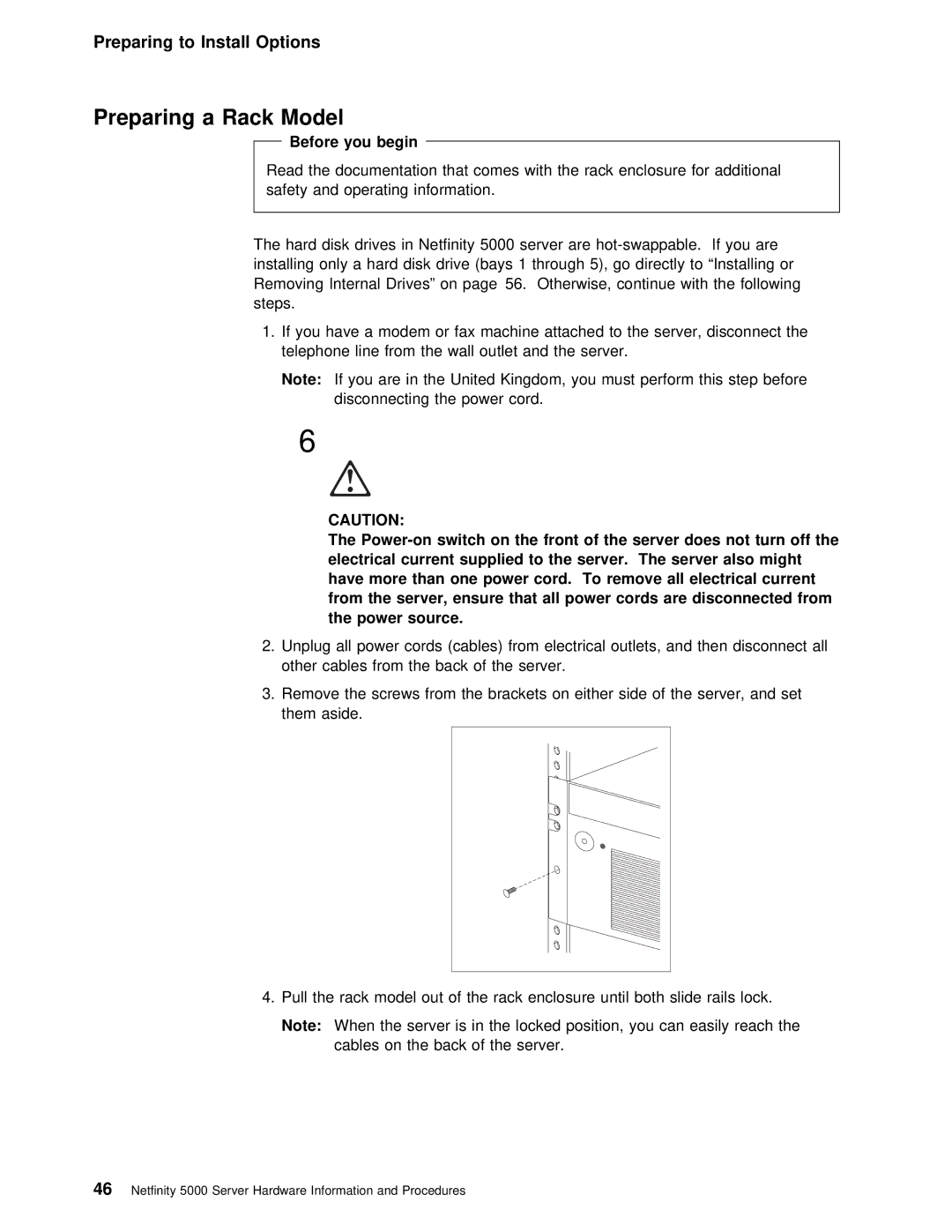 IBM 5000 manual Preparing a Rack Model, Before you begin, Front Server does, Source 