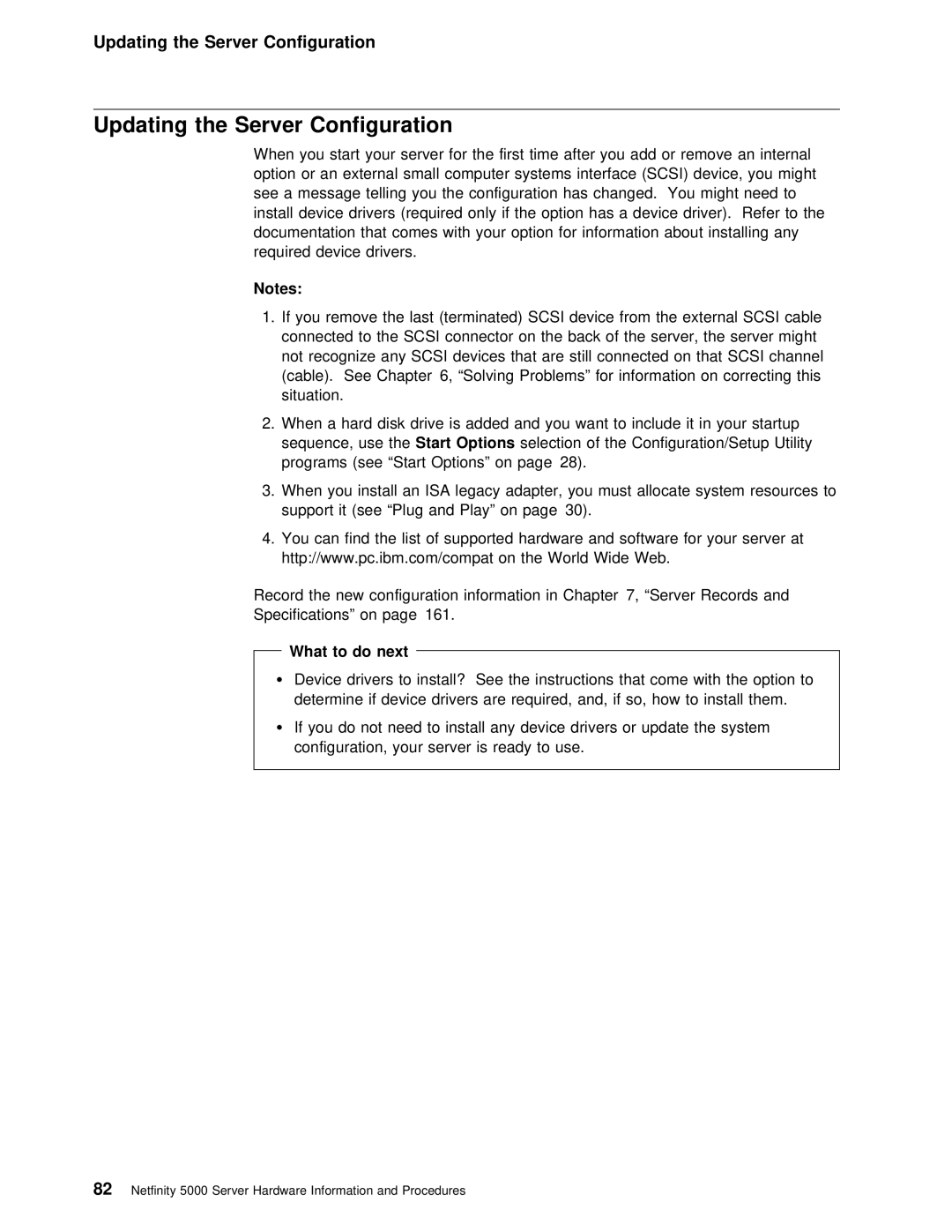 IBM 5000 manual Updating the Server Configuration 