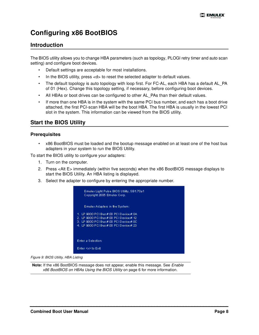 IBM 5.01 user manual Configuring x86 BootBIOS, Introduction, Start the Bios Utility 