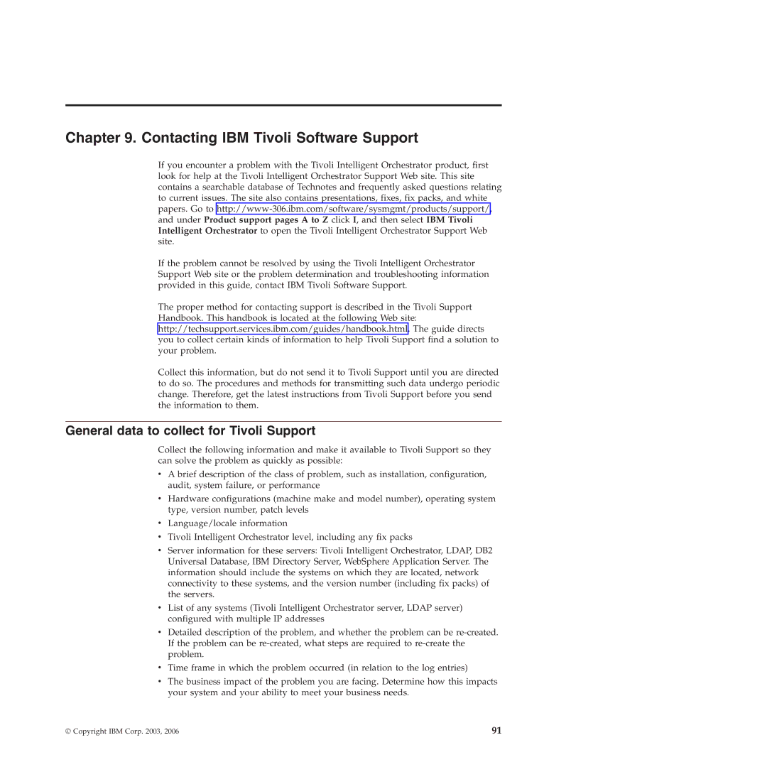 IBM 51 manual Contacting IBM Tivoli Software Support, General data to collect for Tivoli Support 