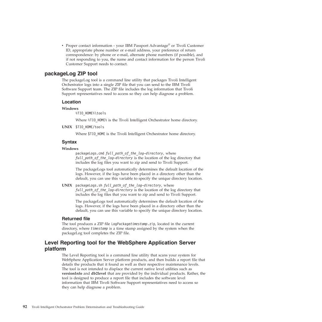 IBM 51 manual PackageLog ZIP tool, Location, Syntax, Returned file 