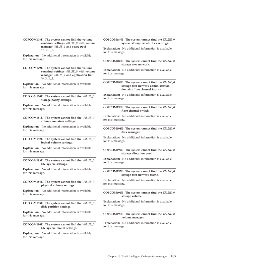 IBM 51 manual COPCOM191E The system cannot find the VALUE0 disk manager 