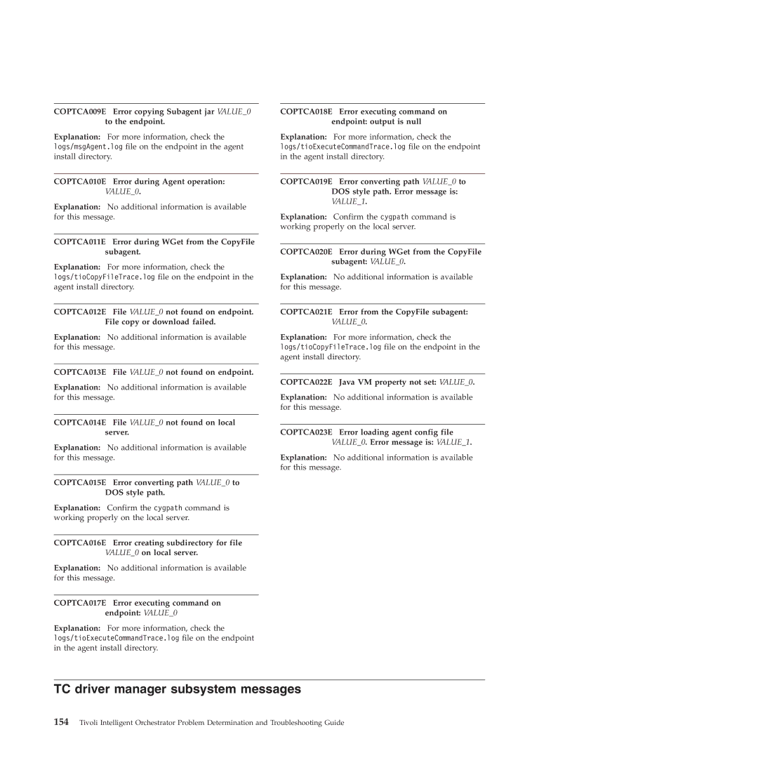 IBM 51 manual TC driver manager subsystem messages 