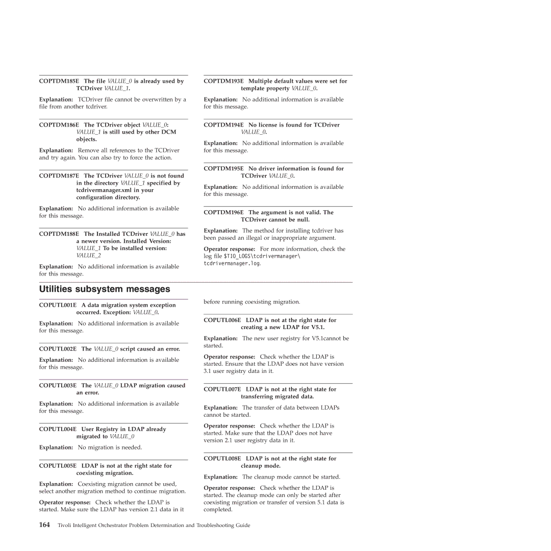 IBM 51 manual Utilities subsystem messages 