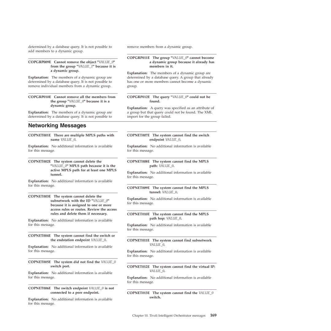 IBM 51 manual Networking Messages 