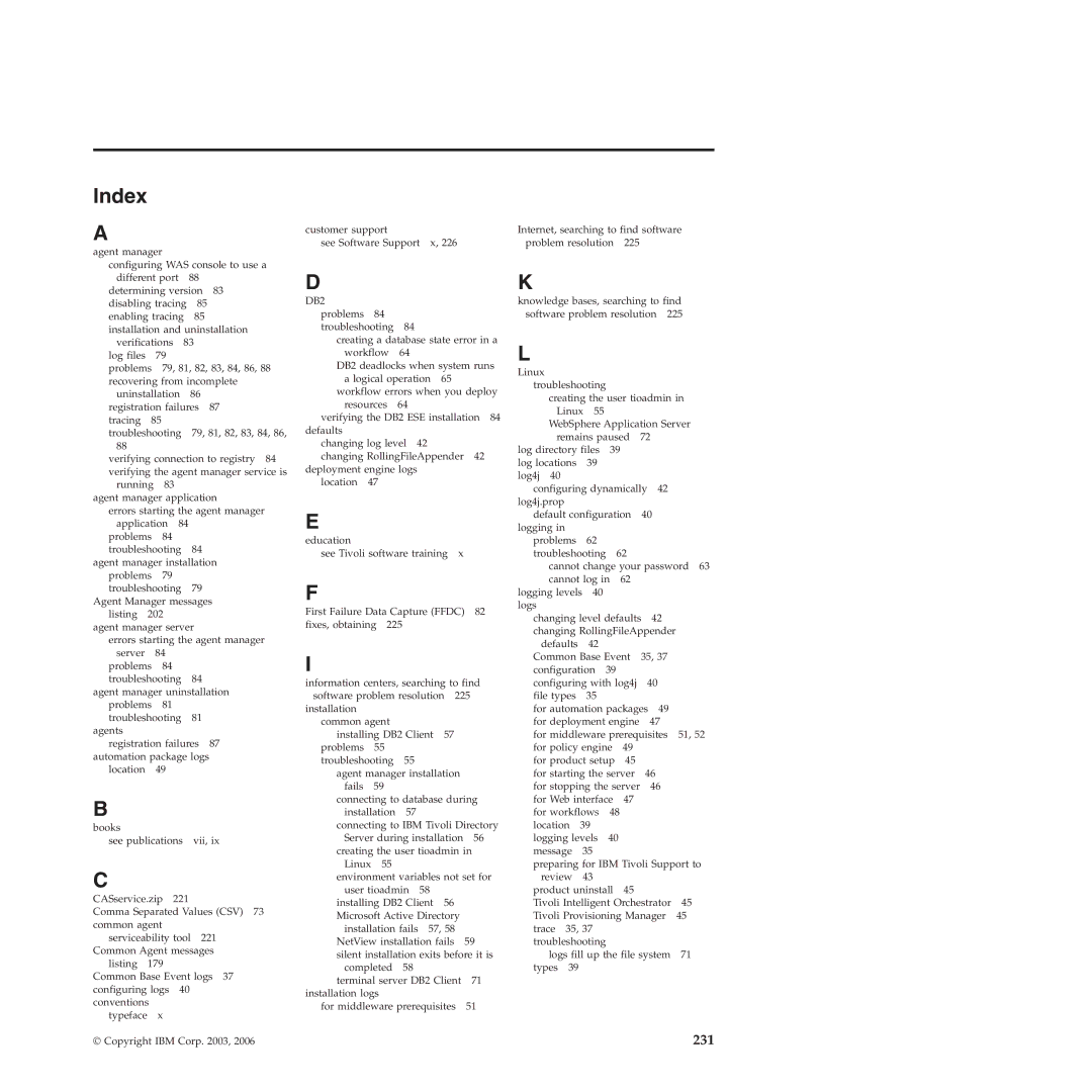 IBM 51 manual Index, DB2 