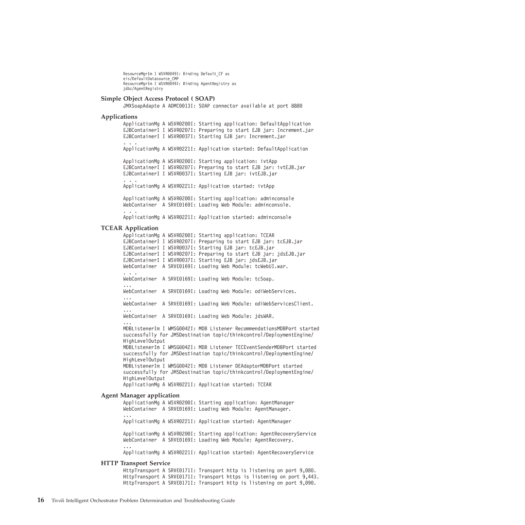 IBM 51 manual Simple Object Access Protocol Soap, Applications, Tcear Application, Agent Manager application 