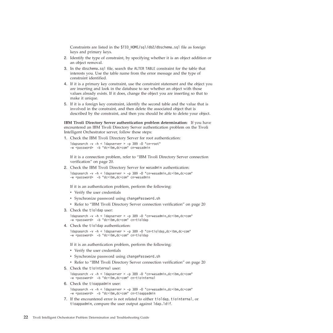 IBM 51 manual Check the tioldap authentication 