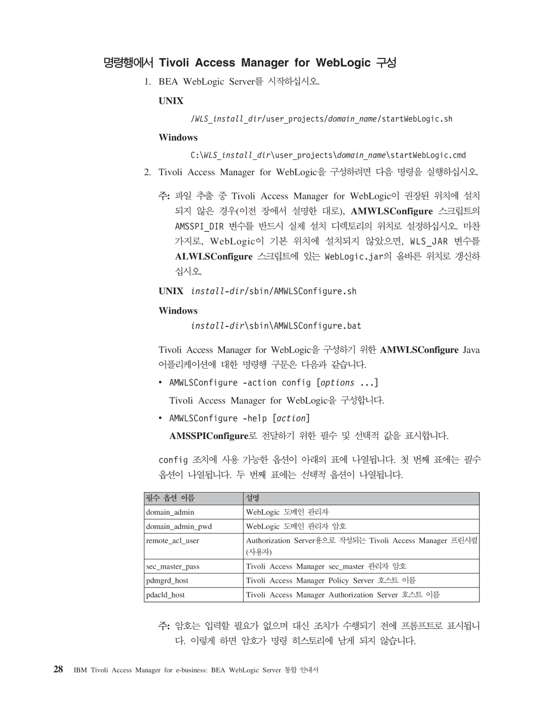 IBM 5.1 manual Tivoli Access Manager for WebLogic, AMSSPIConfigure 