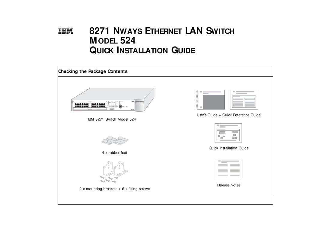 IBM 524 manual Nways Ethernet LAN Switch Model Quick Installation Guide, Checking the Package Contents 