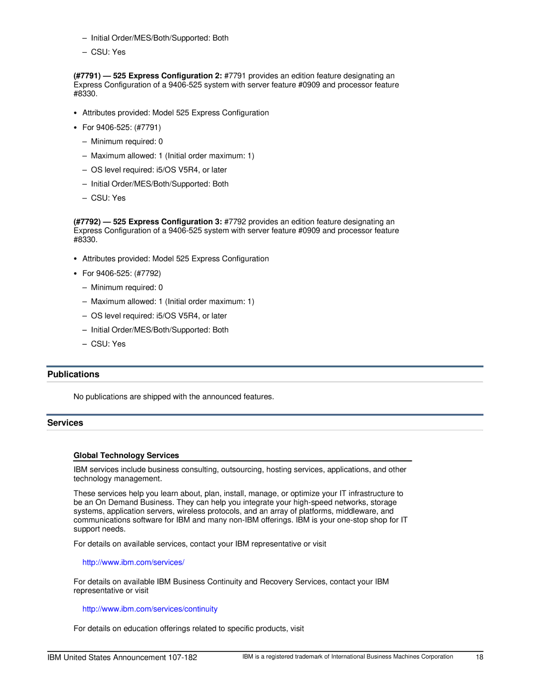 IBM 525 manual Publications, Global Technology Services 