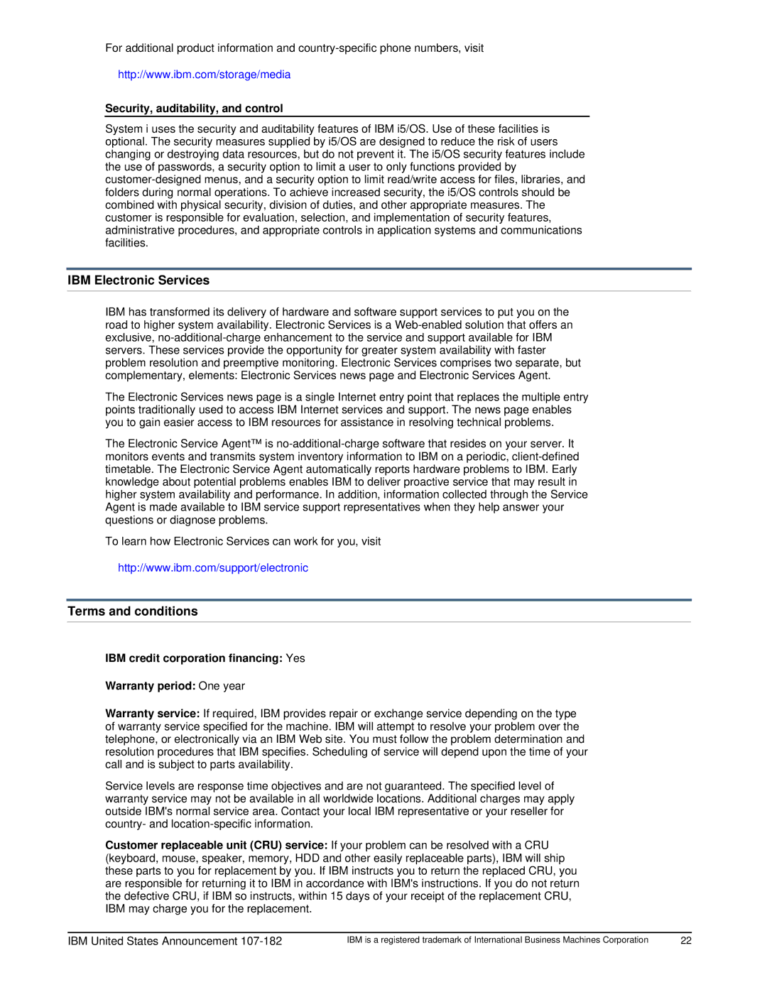 IBM 525 manual IBM Electronic Services, Terms and conditions, Security, auditability, and control 