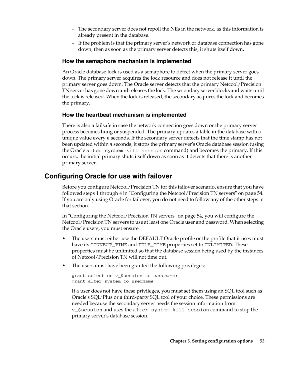 IBM 5.5 manual Configuring Oracle for use with failover, How the semaphore mechanism is implemented 