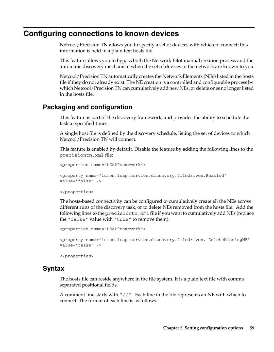 IBM 5.5 manual Configuring connections to known devices, Packaging and configuration, Syntax 