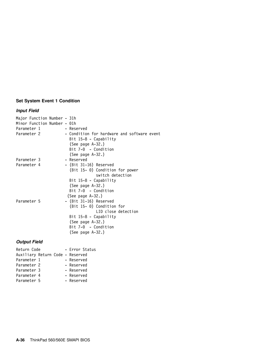 IBM 560E manual Set System Event Condition 