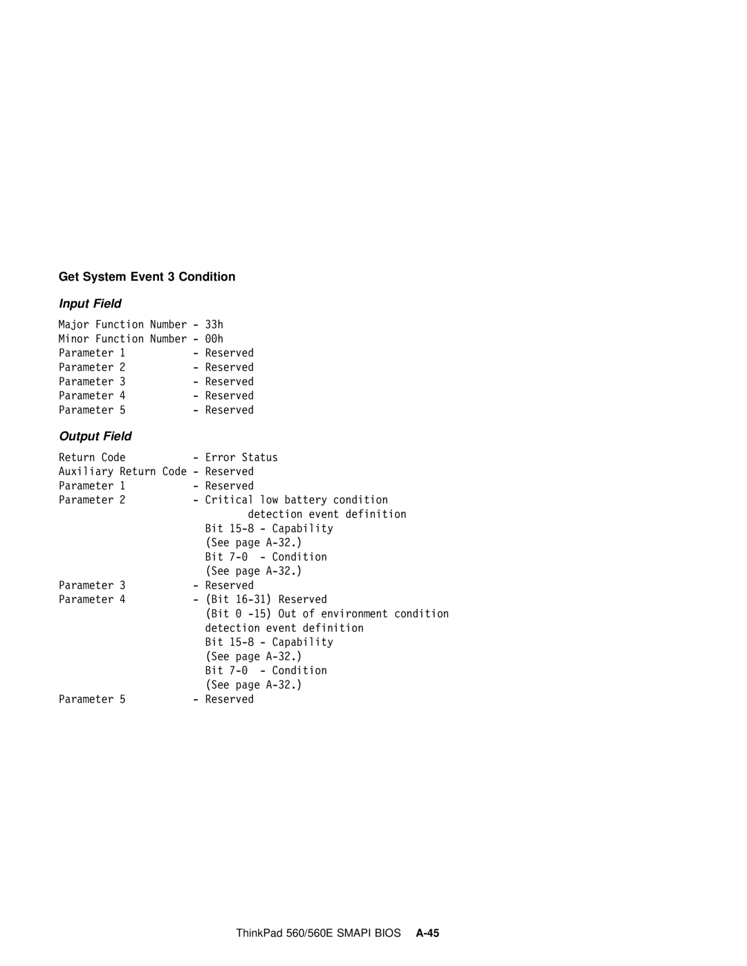 IBM 560E manual Get System Event Condition 