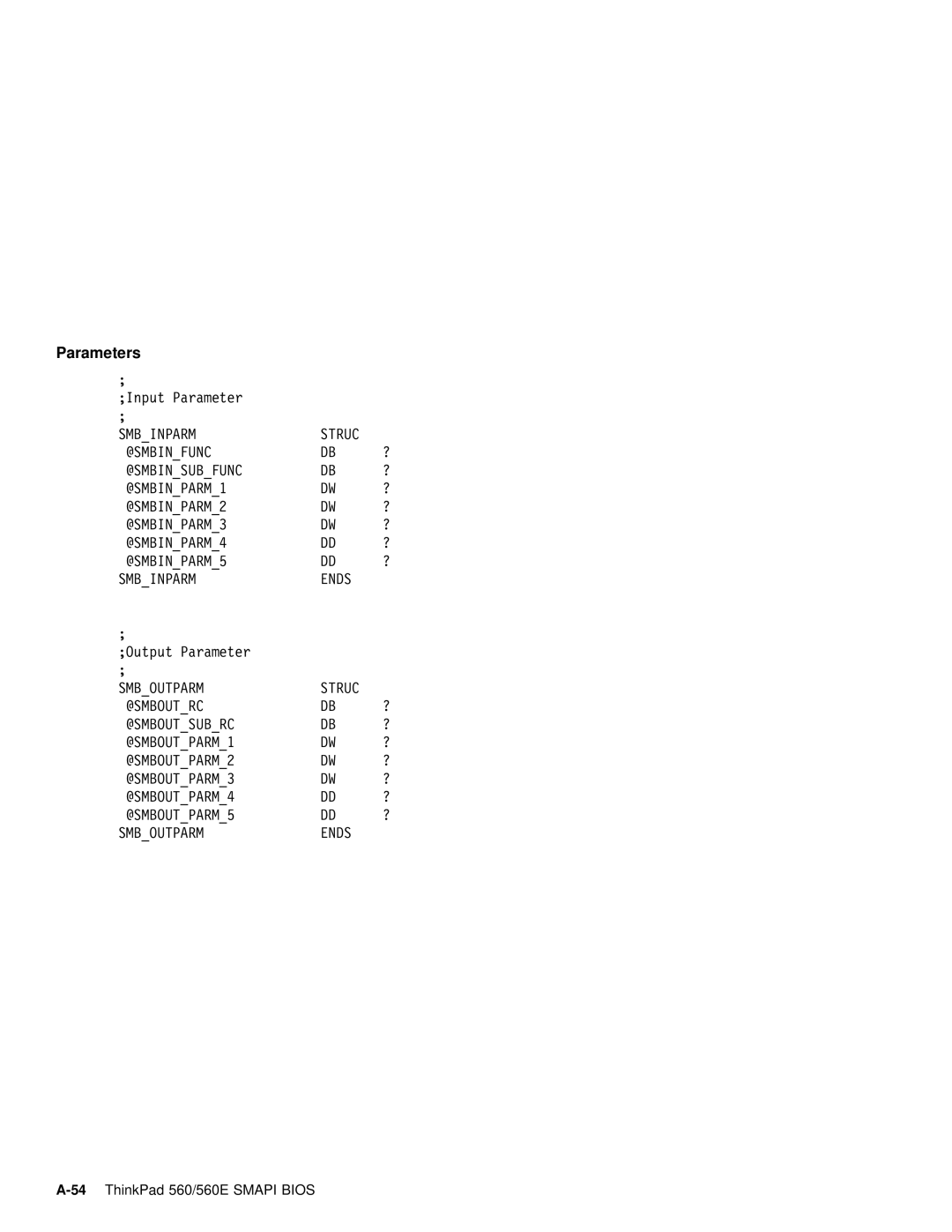 IBM 560E manual Parameters 