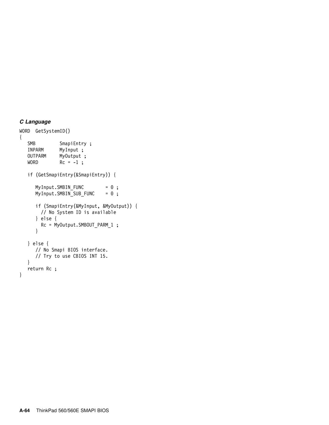 IBM 560E manual Word GetSystemID 