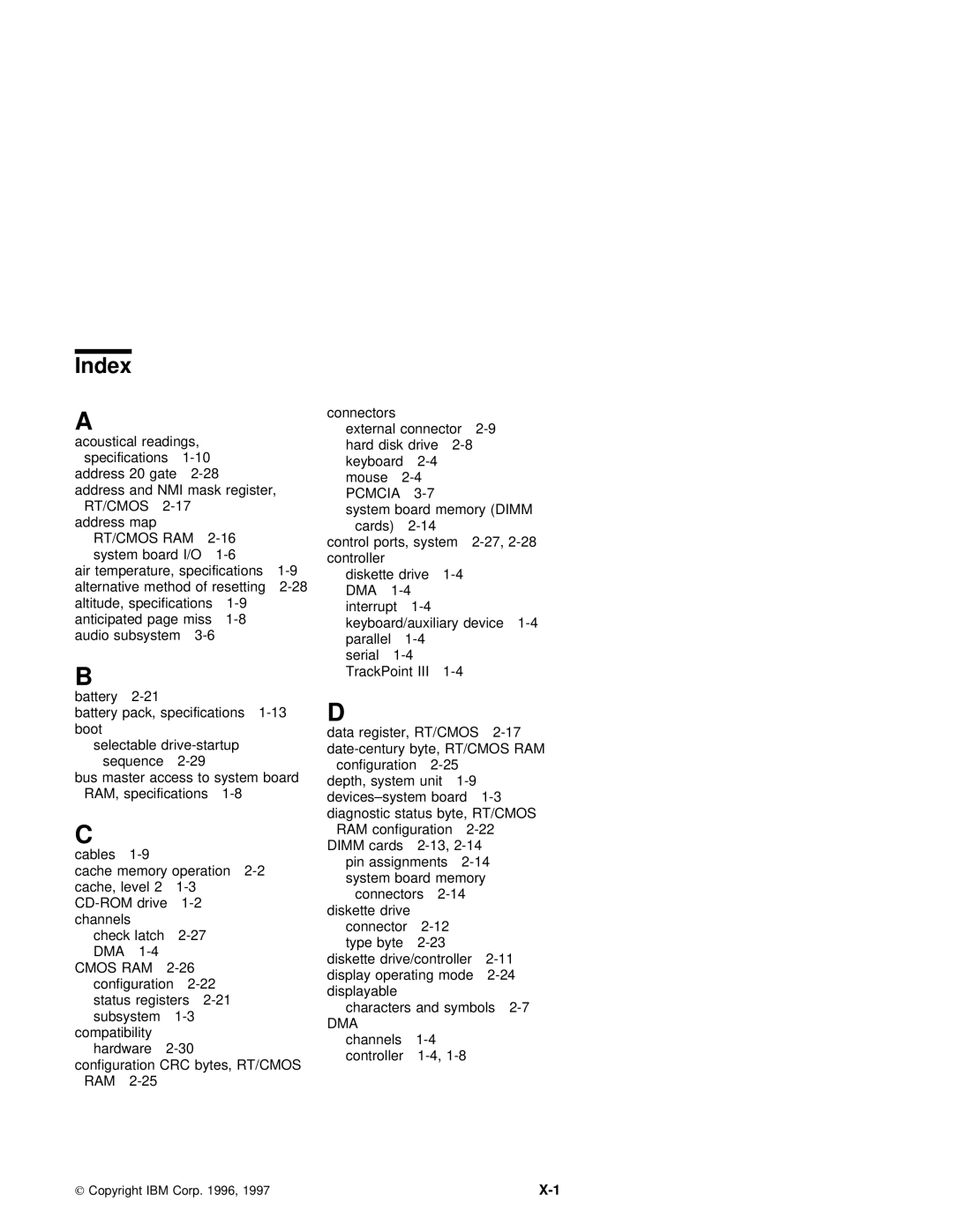 IBM 560E manual Index 