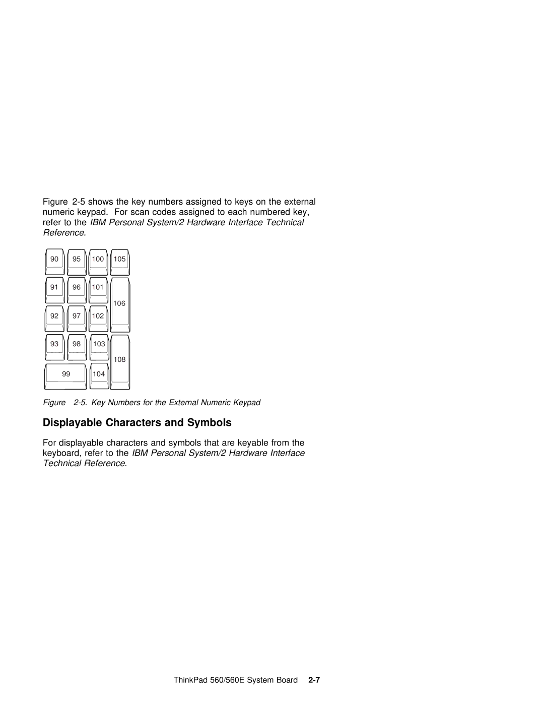 IBM 560E manual Displayable Characters and Symbols, For displayable characters and symbols that are keyable from 