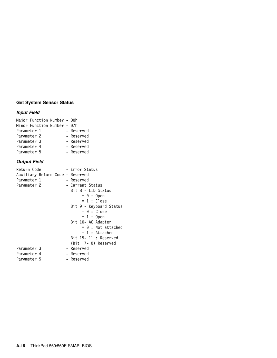 IBM 560E manual Get System Sensor 