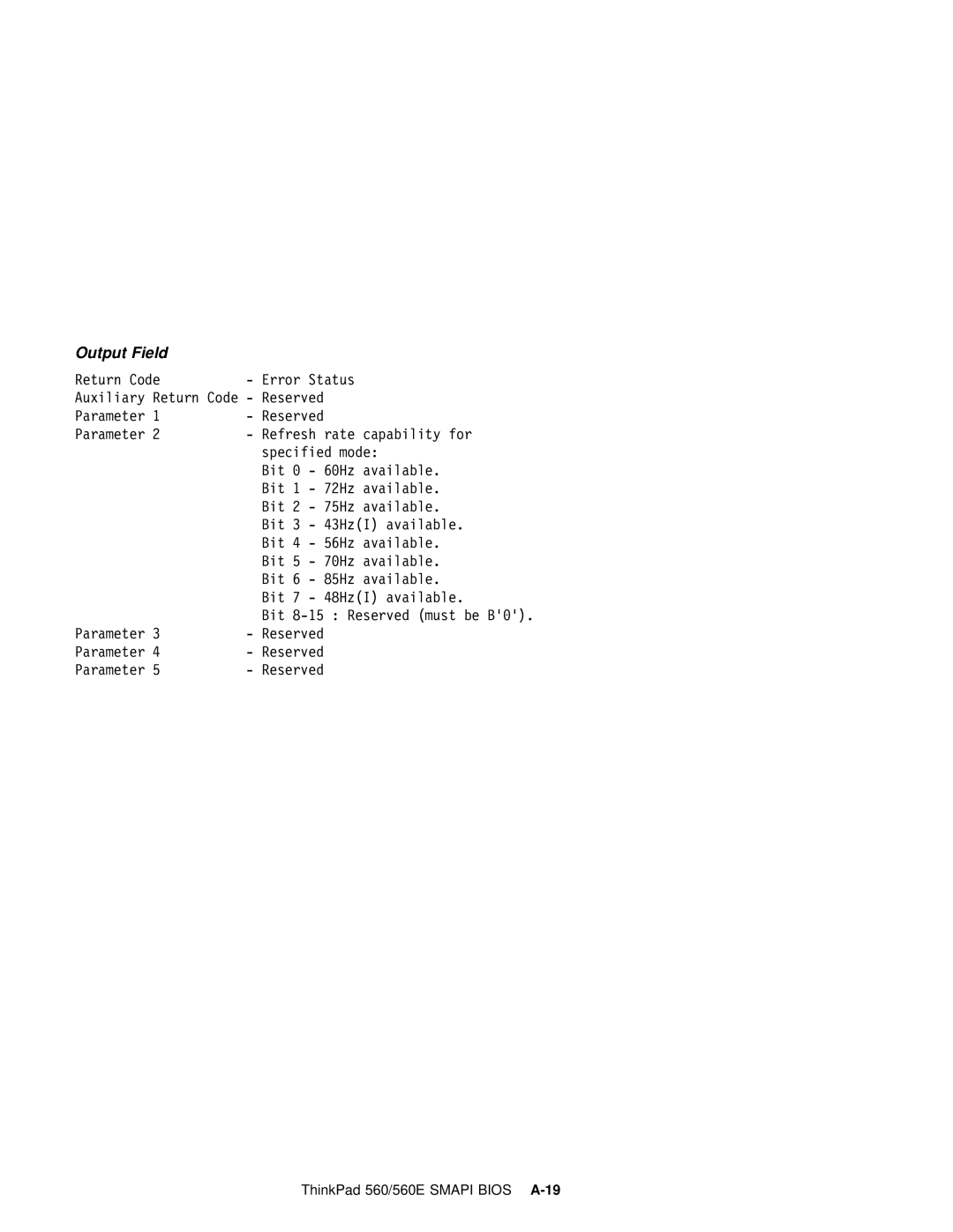 IBM 560E manual Output Field 